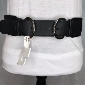 Black Stretchy Belt with Double Silver Buckles